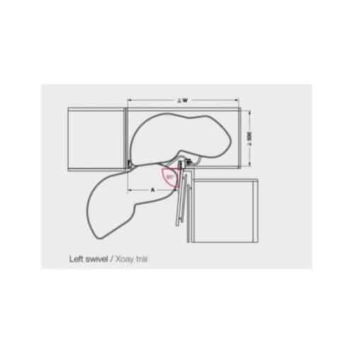Kích thước bộ rổ góc LEMANS II Hafele 541.32.671, màu Crom