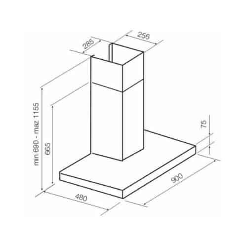 Kích thước Máy hút mùi Hafele 539.82.393