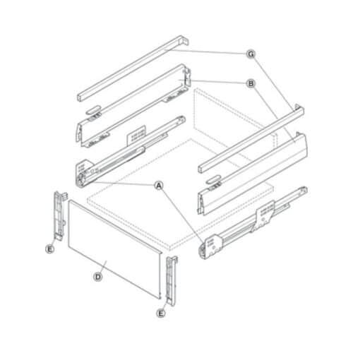 Lắp đặt Bộ ngăn kéo Hafele 513.08.785 Matrix Box P35 VIS 16/92/1200/500mm trắng mờ