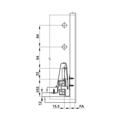 Ray hộp kính Hafele 552.03.795 Alto giảm chấn màu trắng mờ H84xD500mm(1)