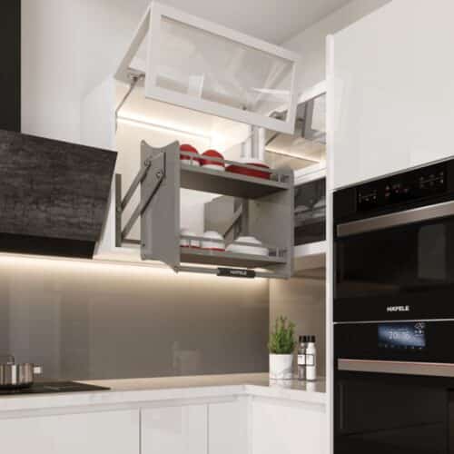 Ảnh thực tế bộ rổ nâng hạ Hafele Oria 504.76.814 600mm