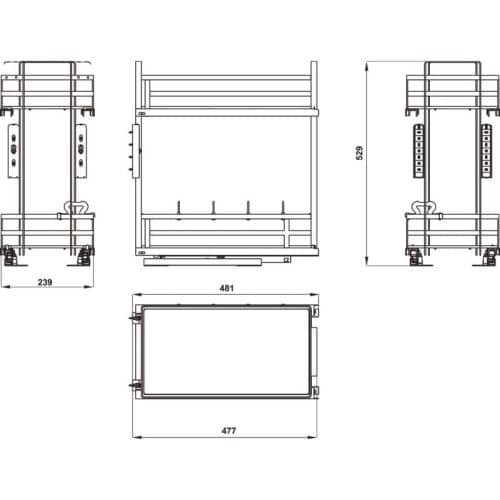 Kích thước bộ rổ gia vị Hafele Omero 549.20.825 400mm