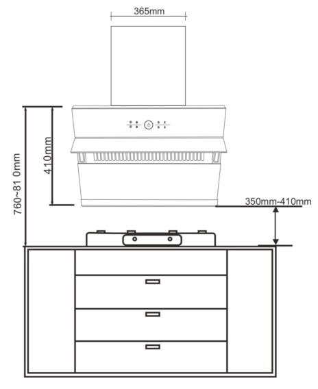 Thiết kế lắp đặt của Máy hút mùi gắn tường Hafele HC-H901WB