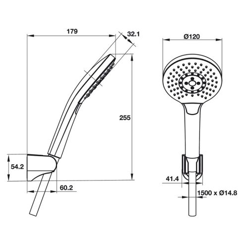 Kích thước Bộ sen tay New Mysterious 120R Hafele 485.60.052