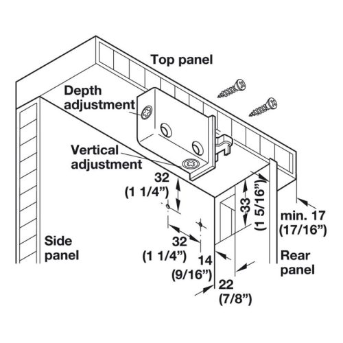 Kích thước đế gắn tường lắp trái Hafele 290.00.701