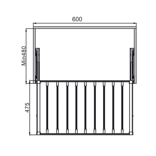 Kích thước giá treo quần 600mm Hafele 807.95.821