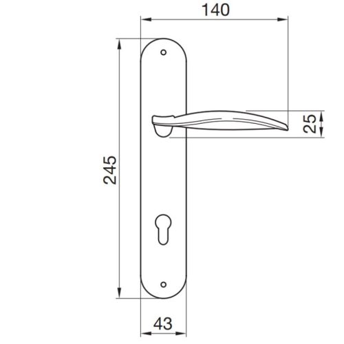 Kích thước tay nắm gạt đế dài mở phải C/C 72mm Hafele 901.79.080