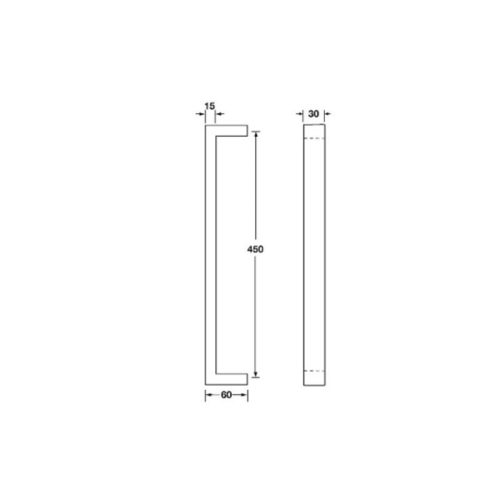 Kích thước tay nắm kéo dạng vuông C/C 450 Hafele 903.02.032