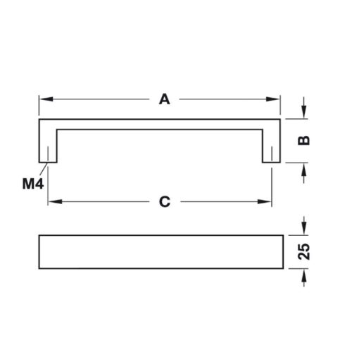 Kích thước tay nắm nhôm 143 mm Hafele 110.73.925