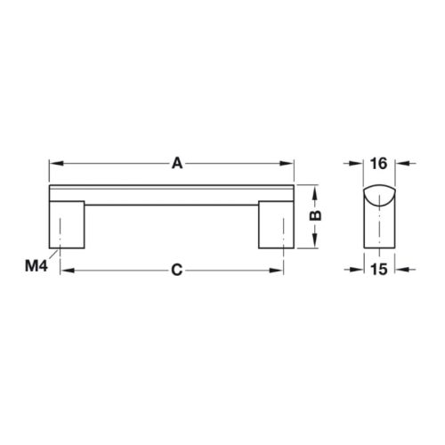 Kích thước tay nắm nhôm 172 mm Hafele 110.74.923