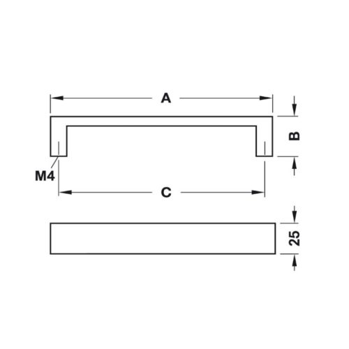 Kích thước tay nắm nhôm 175 mm Hafele 110.73.933
