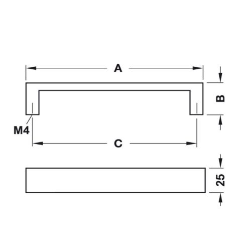 Kích thước tay nắm nhôm 239 mm Hafele 110.73.935