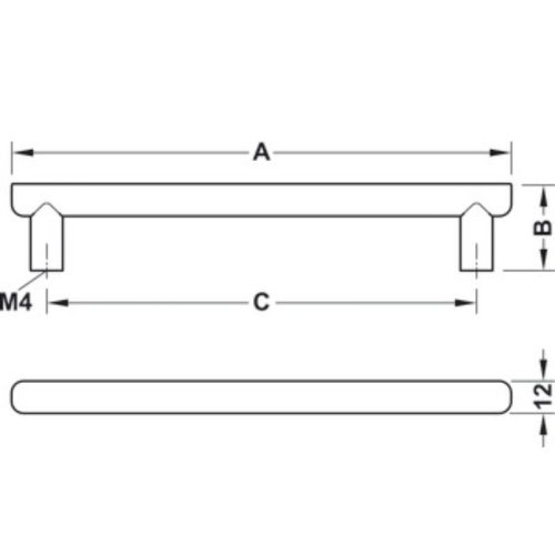 Kích thước tay nắm tủ 186mm H1560 Hafele 106.60.614