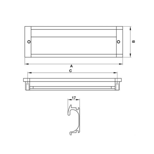 Kích thước tay nắm tủ âm 109mm Hafele 151.76.921