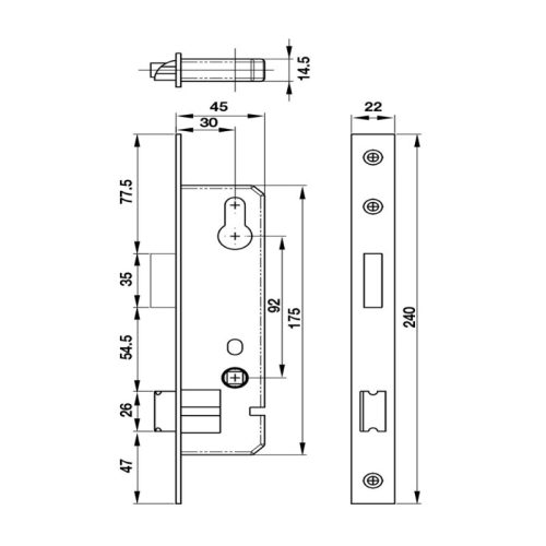 Kích thước thân khóa cửa nhôm 30mm Hafele 911.27.265