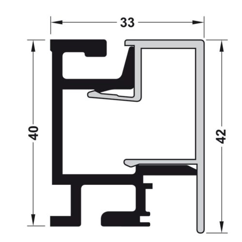 Kích thước thanh nhôm gắn tường dài 600mm Hafele 521.00.006