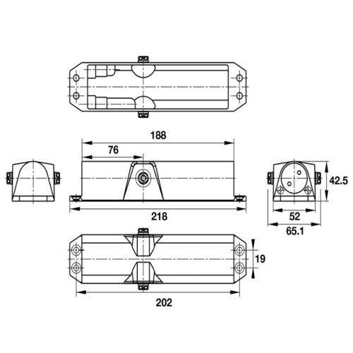 Kích thước thiết bị đóng cửa tự động 80Kg EN2-4 Hafele 931.77.119