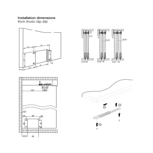 Lắp đặt của phụ kiện cửa trượt tủ Slido Classic 50 IF Hafele 401.30.003