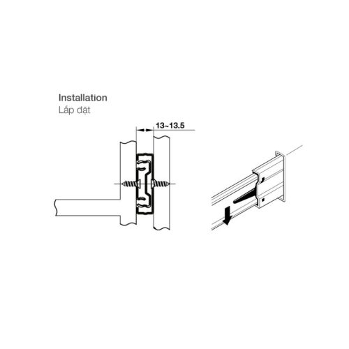 Thiết kế của Ray bi không giảm chấn dài 400mm Hafele 494.02.143