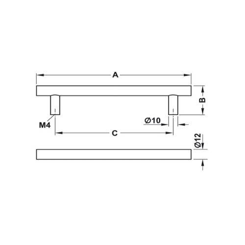 Thiết kế của Tay nắm tủ inox 296mm Hafele 155.01.414