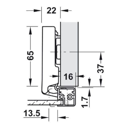 Bản Lề Metalla SM 110º Trùm Ngoài Hafele 315.26.710 6 Kích thước của bản Lề Metalla SM 110º Trùm Ngoài Hafele 315.26.710