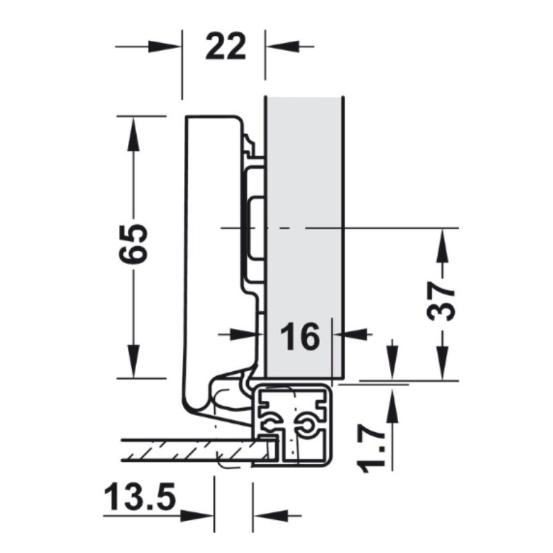 Kích thước của bản Lề Metalla SM 110º Trùm Ngoài Hafele 315.26.710 Kích thước của bản Lề Metalla SM 110º Trùm Ngoài Hafele 315.26.710