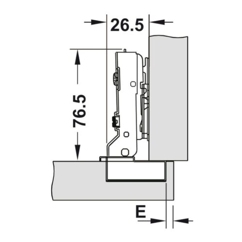 Kích thước bản lề trùm nửa Metalla SM 98º Hafele 334.15.000